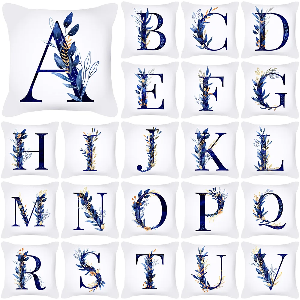 Custom Cushion Cover Wedding Decoration Choose Your Name Word Logo Personalized Letter Flower Pillow Case For Sofa Bed Chair