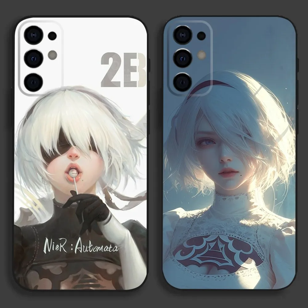 N-NieR A-Automata 2B Phone Case For Samsung S24,S21,S22,S23,S30,Ultra,S20,Plus,Fe,Lite,Note,10,9,5G Black Soft Cover