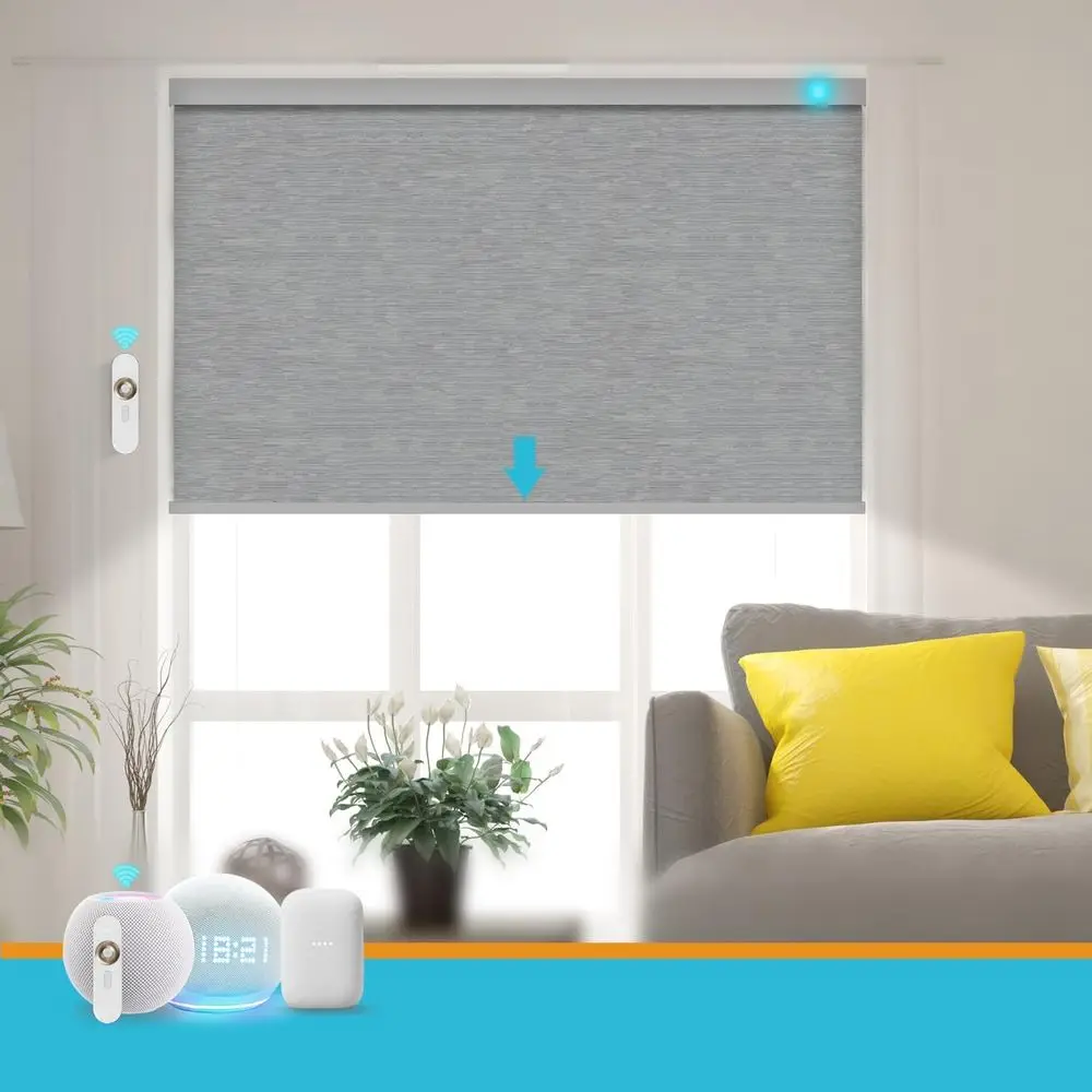 

Smart Electric Blackout Blinds with Remote Control, HomeKit & Alexa Compatible, Rechargeable Battery, Grey