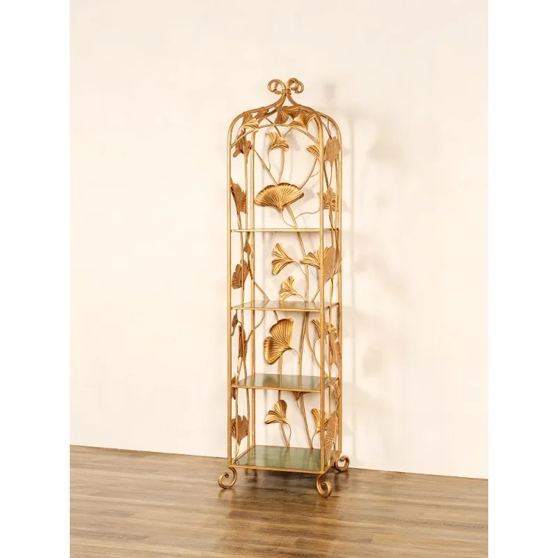 

Retro Shelf American Solid Wood Birdcage Floor to Floor Display Living Room Bookshelf Multi-layer Display Balc