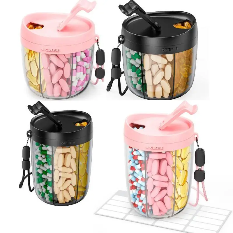 1Pcs Daily Medicine Organizer Portable 6-Compartment Vitamin Supplement Pill Storage Box For Unisex Home And Travel Use
