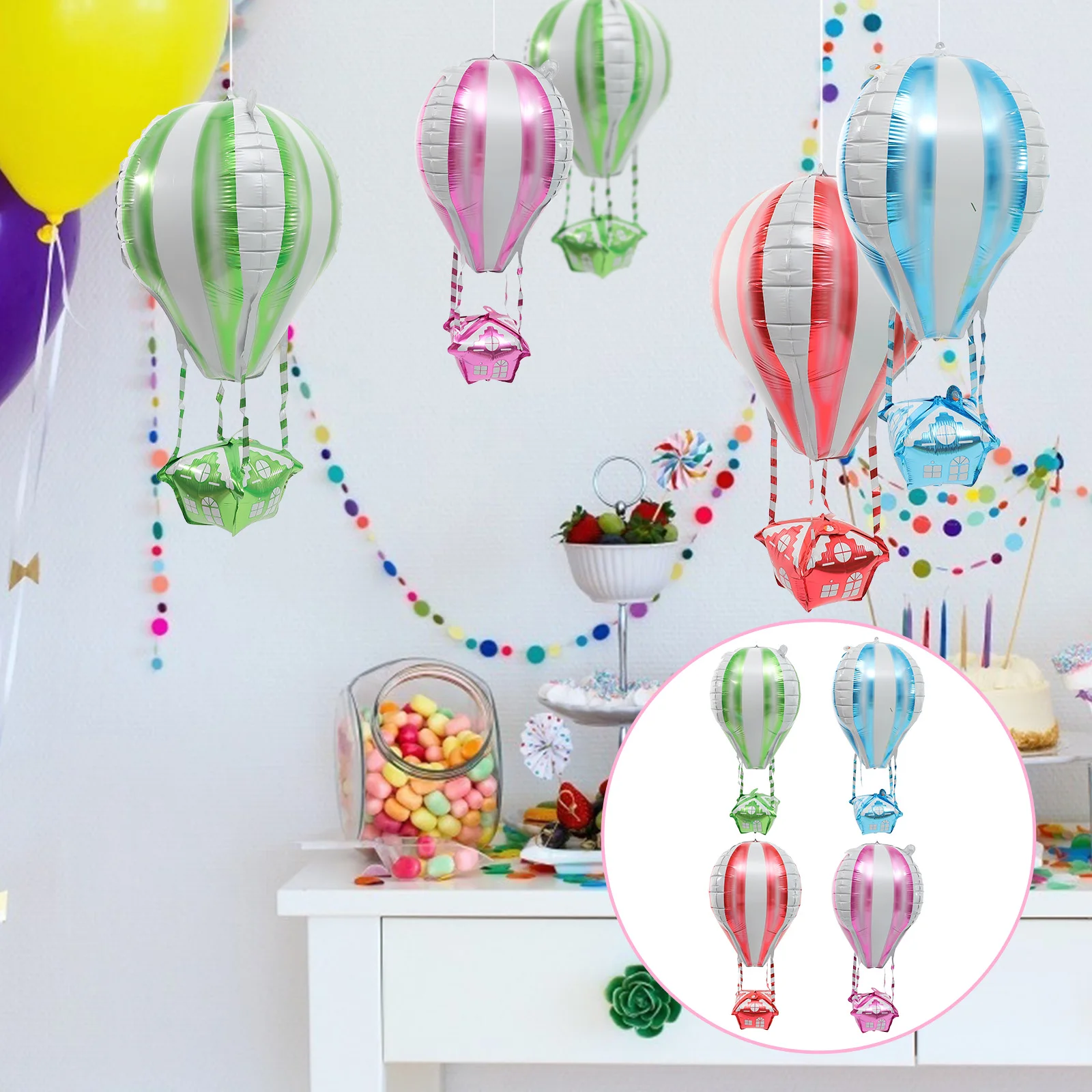 

4 Pcs 4d Aluminum Film Balloon Beautiful Balloons Foil Party Decorations Hot Air Lightweight Hanging