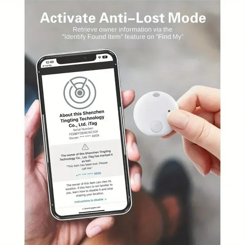 Smart Item Tracker for Pets, Localizador GPS para Apple Find My, Somente iOS, para Rastrear Animais de Estimação, Bateria de Célula Não Recarregável, Pacote 2