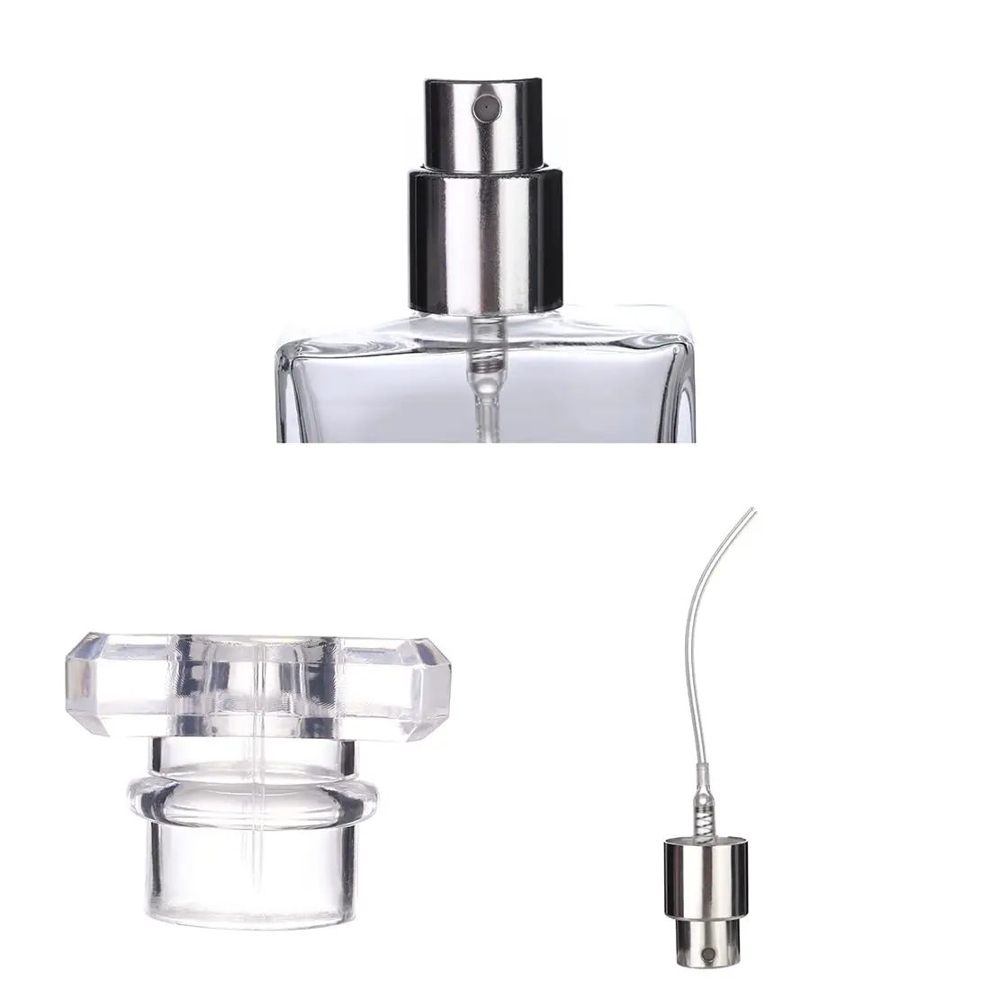 6 قطع + 4 ملحقات 30 مل / 1 أونصة زجاجة عطر سوداء شفافة قابلة لإعادة الملء، زجاجة رذاذ عطر زجاجية فارغة مربعة محمولة.