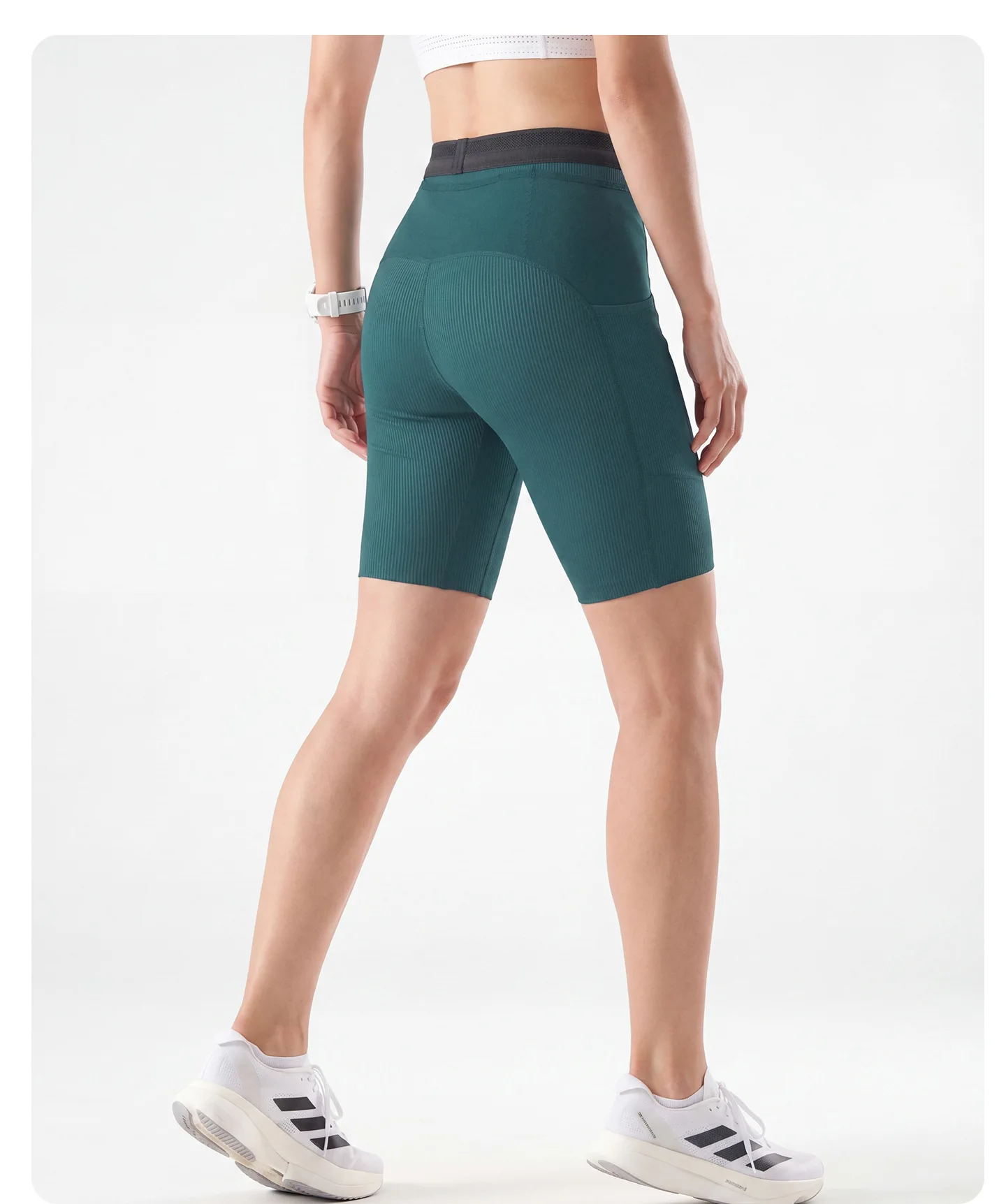 Multi-Pocket Stabile Laufshorts für Damen mit Hoher Taille, Kompressionspassform, Netz-Aufbewahrung im Rücken und Doppelten Seitentaschen für Trailrunning – Detail 5