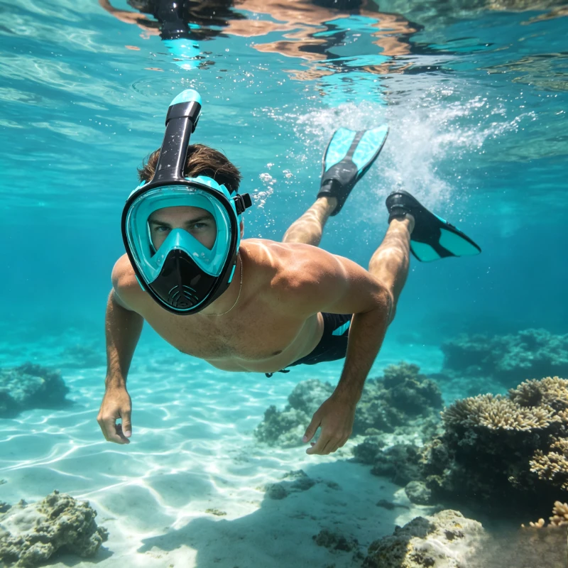 Dual-Purpose Snorkeling & Scuba Diving Mask Kit,180° Panoramic Anti-Fog HD Clear Lens with Soft Silicone Seal&Adjustable Comfort