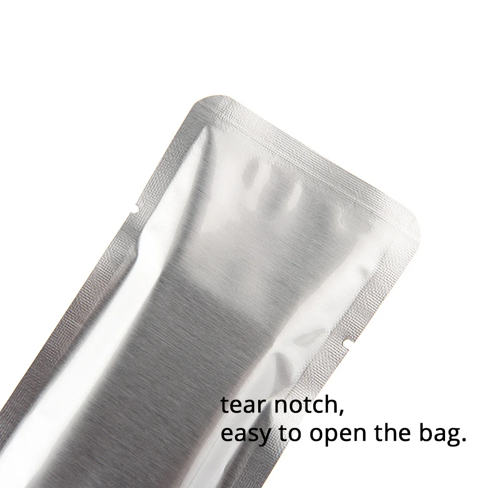 100PCS Aluminum Foil Heat Sealing Glossy Silver Pouches Water Proof Open Top Sachet Flat Coffee Sugar Package Bags