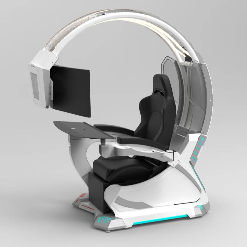 super Dream Pod zero gravity recline  tilting PC gaming racing chair gaming cockpit with speakers RGB LED support 1-2 screens