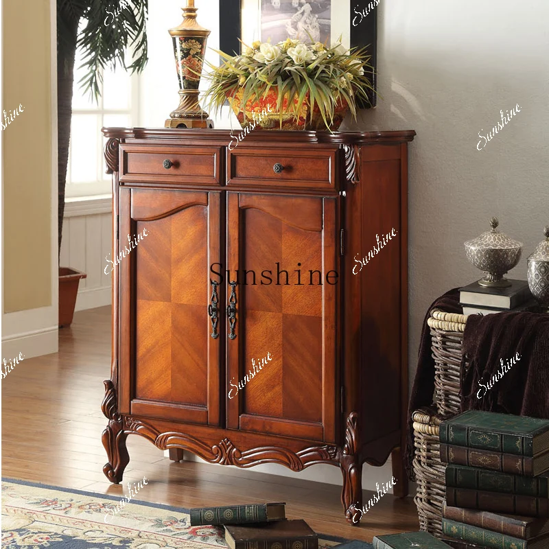 American size apartment solid wood two-door shoe cabinet living room furniture FT