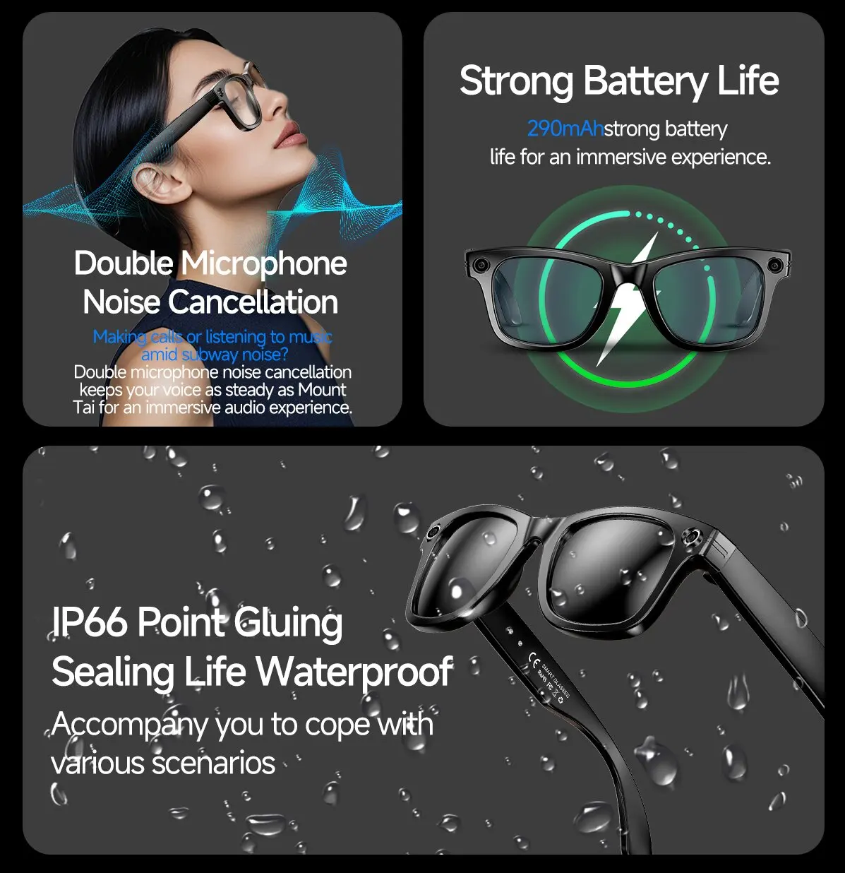 Intelligente Brille mit KI-Funktion, hochauflösender Kamera, Übersetzung, Konversations- und Videoaufzeichnung, Büro- und Business-Smartglasses – Detail 3