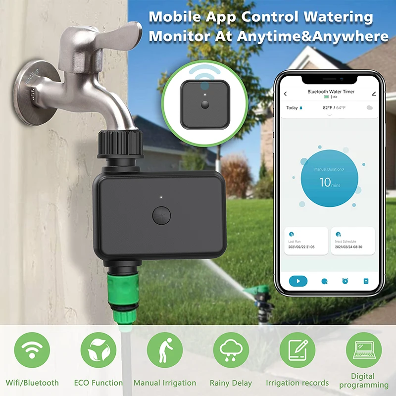 TINO Smart Single/Double-Outlet Hose Watering Timer, with Wi-Fi Hub, Home Garden Bluetooth Irrigation Drip Sprinkler Controller