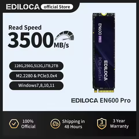 Ediloca EN600 PRO SSD PCIe3.0x4 NVMe M.2 2280 3500MB/s 3D NAND TLC Internal Solid State Drive for PC Desktop and Laptop