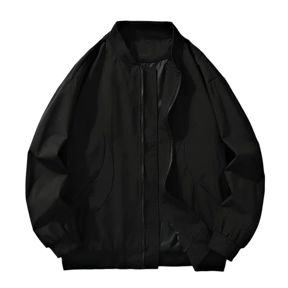 

Men Loose Casual Jacket For American Style Workwear Zipper Baseball Uniform Outerwear Suitable For Outdoor Use
