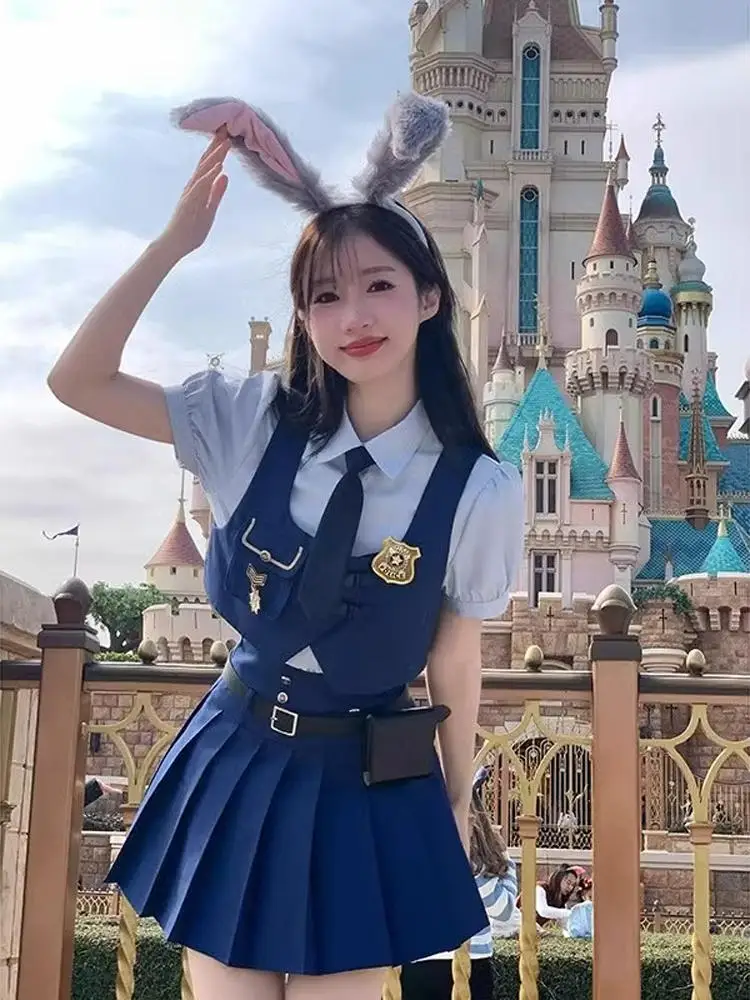 

Джуди Кролик Полицейский Комплект Косплей Юбка Женский Летний Костюм Comic Con College Sle JK orm