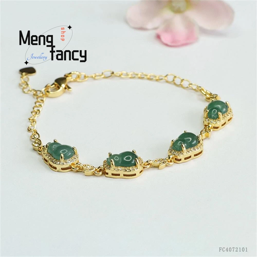 Natural A-goods Jadeite Water Gourd String Jade Bracelet Exquisite Elegant Simple High-grade Luxury Quality Jewelry Holiday Gift