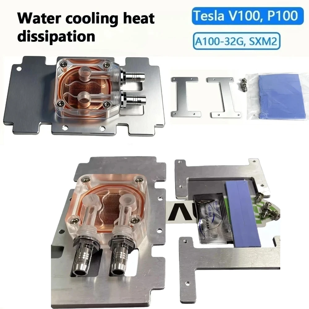 Nvidia V100 P100 A100 GPUs-32G SXM2 -Cooler Cooling Block Purple Copper Water-cooled GPU Heat Dissipation Water Cooler Radiator