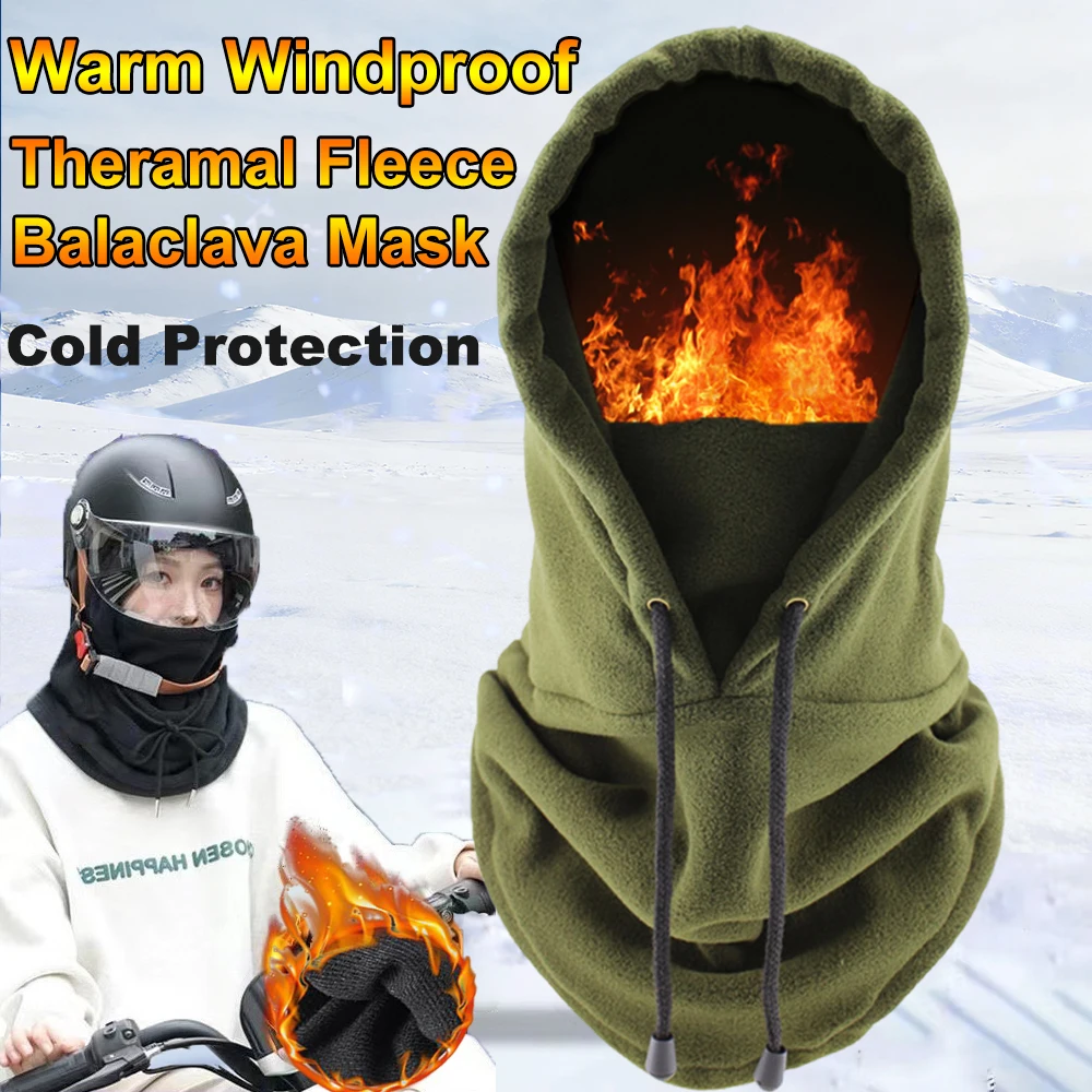 Motorcycle Riding Warm Windproof Full Face Mask Winter Balaclava Hat Men Women Fleece Outdoor Cycling Scarf Neck Warmer Caps