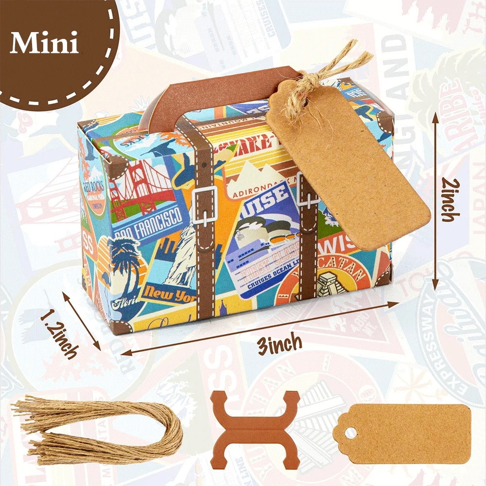 20/30/50PCS Mini Koffer Party Favor Box mit Tags Reise Party Dekorationen Braut Dusche Hochzeit Gefälligkeiten für Gäste Candy Boxen – Detail 2