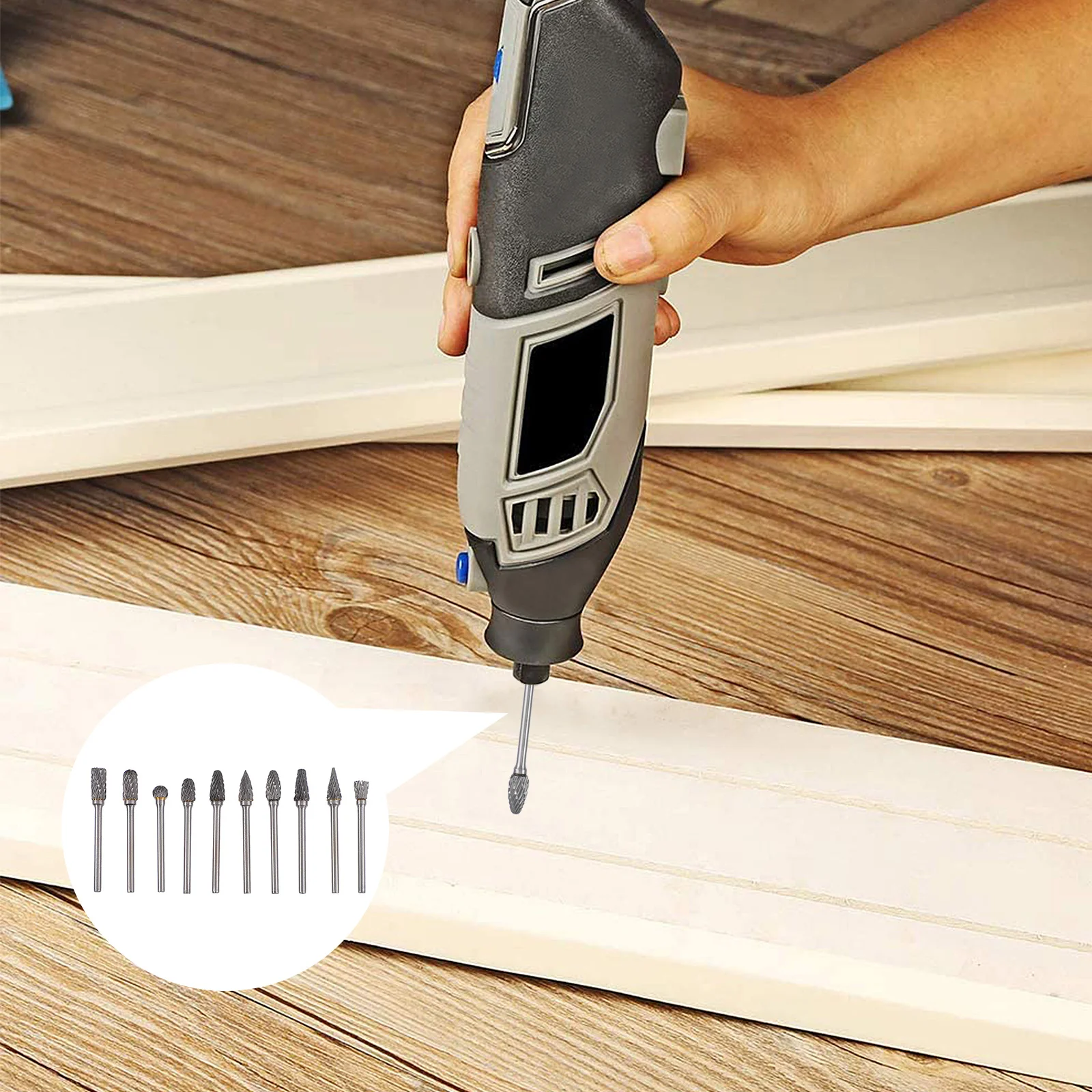 10 قطعة الملفات الدوارة الصلب التنغستن أدوات ملف نحت متنوعة للنجارة النقش طحن ملفات مطحنة القالب #2