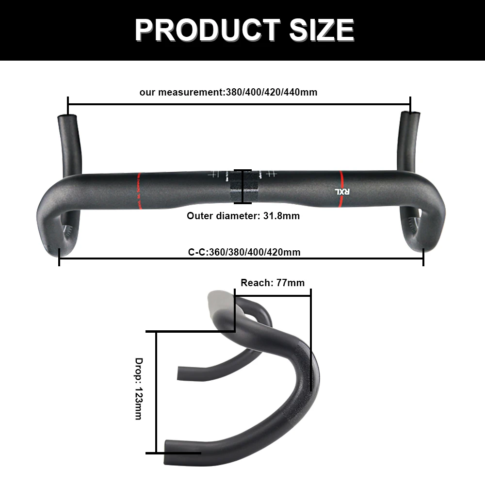 RXL SL Carbon Road Bicylce Handlebar 31.8mm UD Matte Drop Bar 380/400/420/440mm Road Bike Carbon Handlebar Cycling Bent Bars