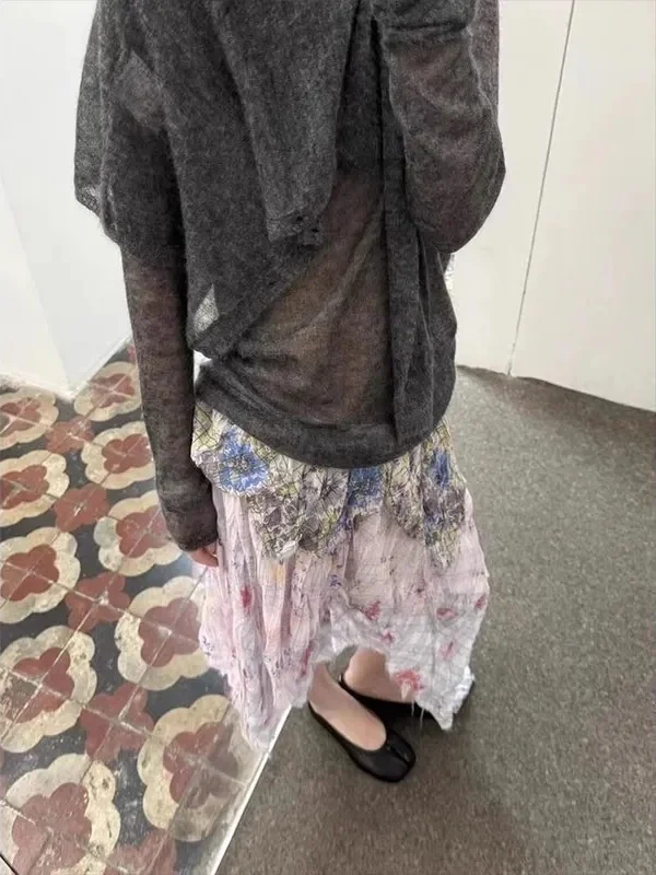 Jupe mi-longue amincissante taille haute, couleur tendance, ourlet irrégulier, imprimé Floral, Busin décontracté pour jeunes femmes