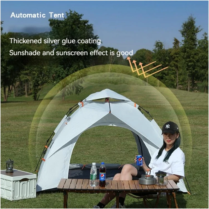 3-4 Person Outdoor Automatic Quick Open Tent Rainfly Waterproof Camping Tent Family Outdoor Instant Setup Tent with Carring Bag