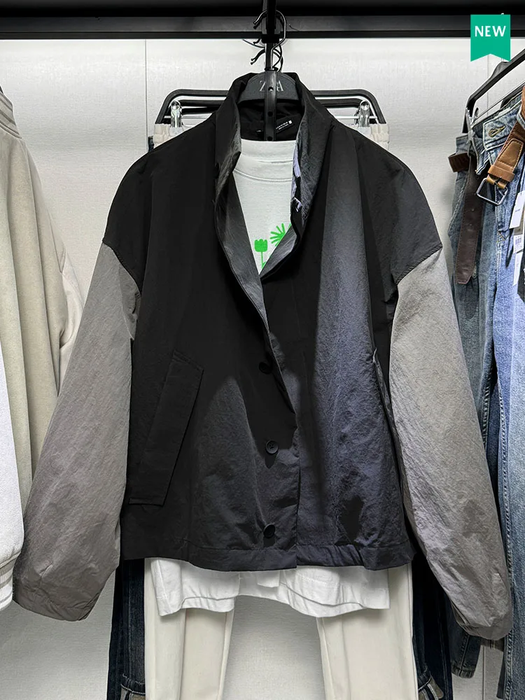 

Мужская модная куртка из технологичной ткани свободного кроя с длинными рукавами, новинка весна-осень, из полиэфирного волокна, молодежная, популярная модель