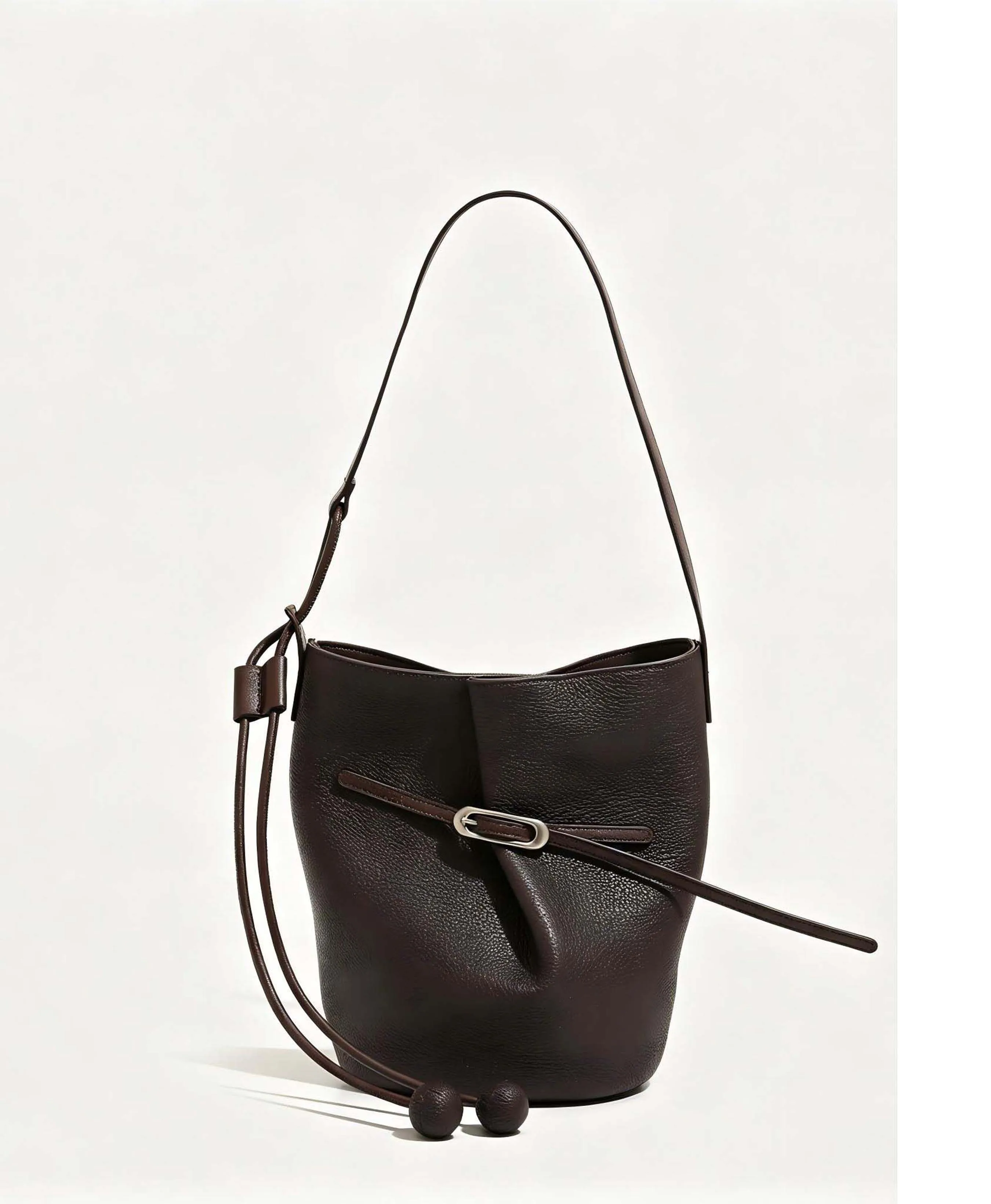 

2026 New Style Genuine First Layer Leather Bucket Bag Women Niche Design Shoulder Crossbody Bag
