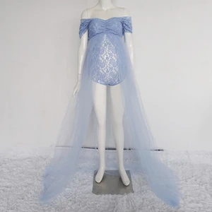 فستان الأمومة تول مع حزام منزلق ، فستان طويل تول للتصوير الفوتوغرافي للنساء الحوامل أعلى 10 مبيعات لالتقاط الصور الحامل - رقم 4