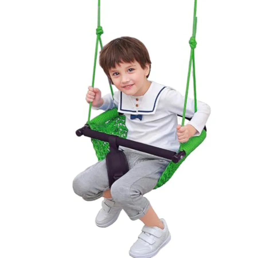 

Swing Seats for Baby Hand-Made Net Swing with Adjustable Rope Suitable for Indoor Outdoor Backyard Tree Green