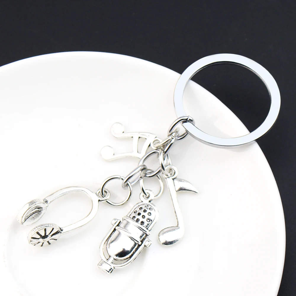 Musicians Pianist Key Ring New Mini Music Keychain Piano Keyboard Guitar Sachs Notes Key Chain For Festival Gift DIY Jewelry