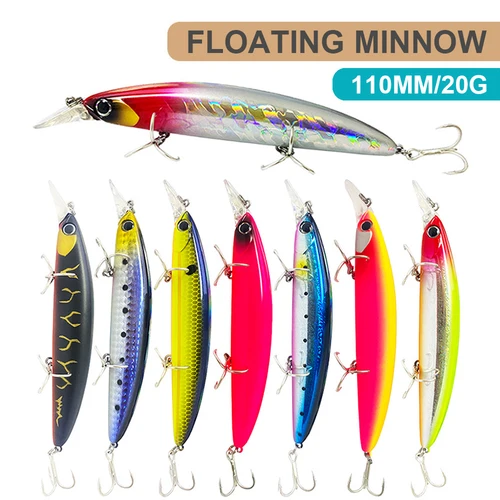 Imagen 2 del producto Señuelos de pesca de 11cm y 20g, pececillo flotante Wobbler, cebo duro Artificial de fundición larga, Jerkbait, accesorios de pesca de agua de mar MN618