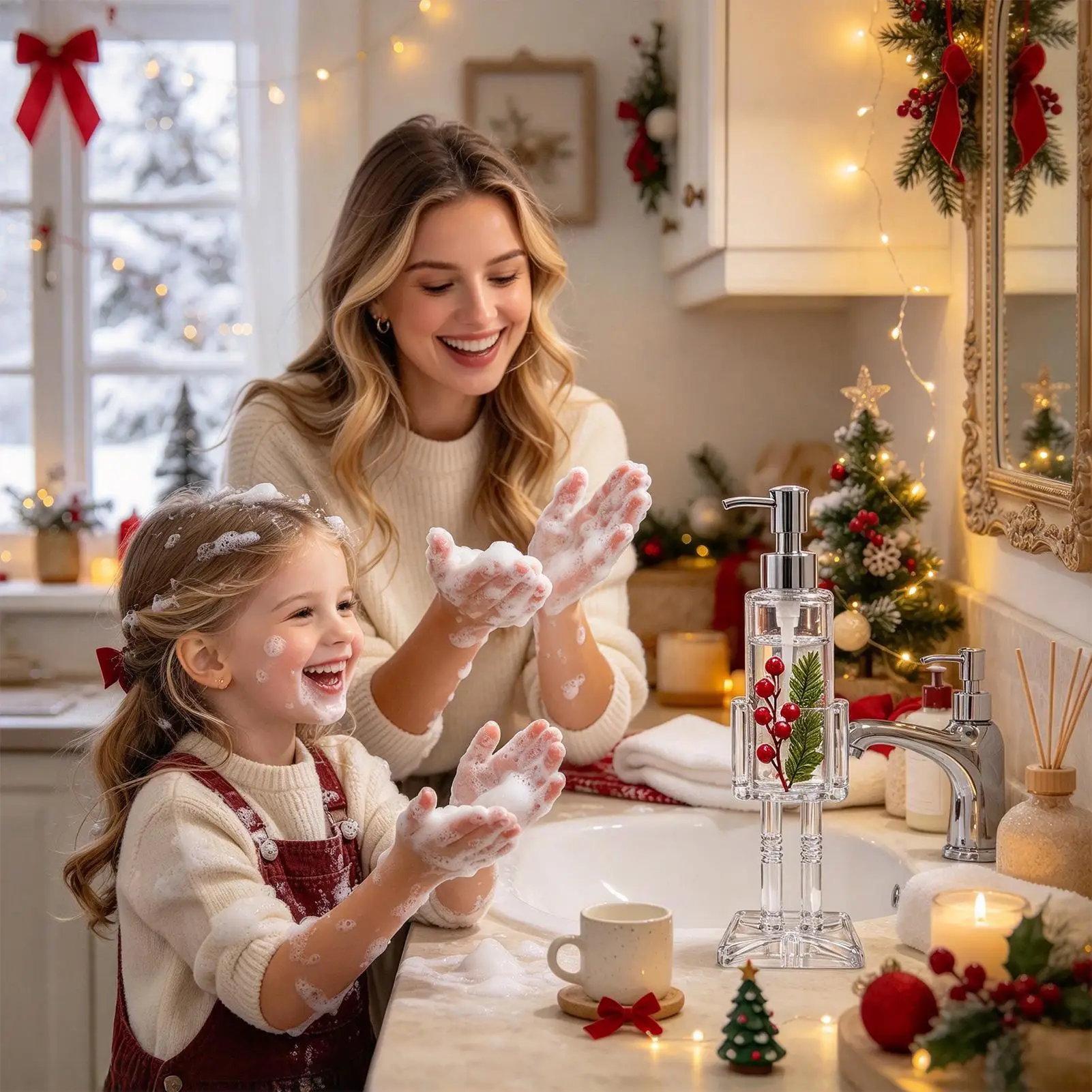 Christmas Soap Dispenser 50ml Refillable Clear Christmas Decors Travel Soap Container For Toiletries Business Trip Party