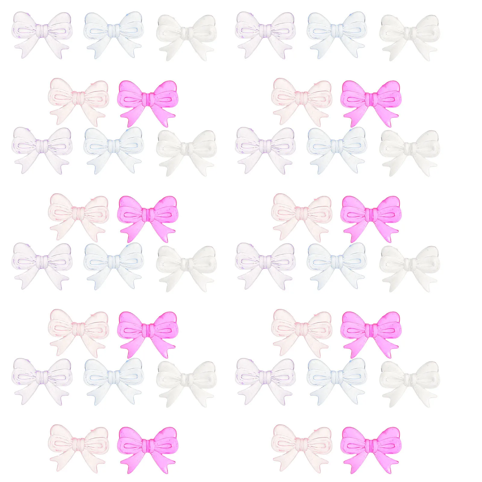 

50Pcs Bow Cake Toppers Transparent Colorful Acrylic Dessert Decorations for Birthday Wedding Party Cake Accessories Bows