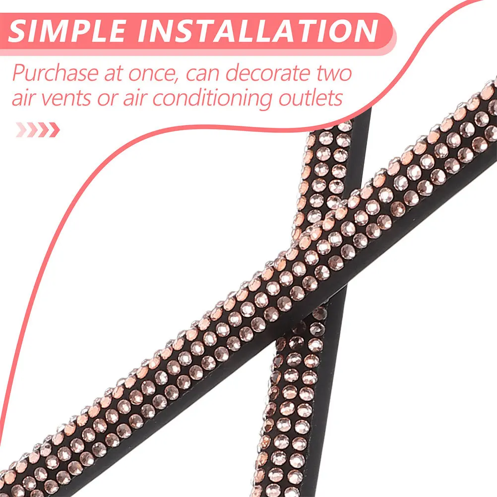 

4pcs Rhinestone Vent Outlet Cover Trim Decorative Strip Easy Installation Universal Fit For Car Interior Supplies Vent