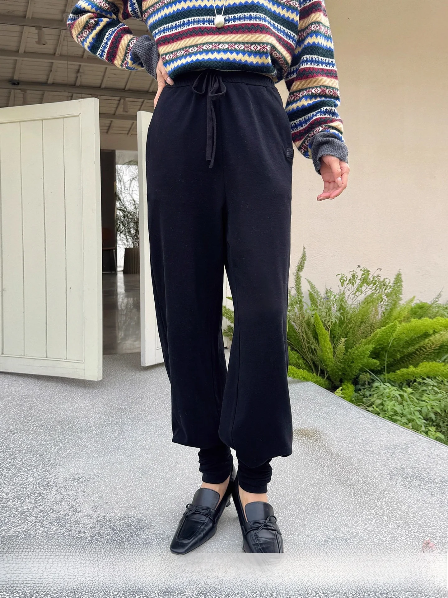 

Повседневные вязаные длинные брюки с эластичным поясом, бренд DEARSOCUTE, ручная работа, женские, из хлопка, модала и спандекса, зауженный крой