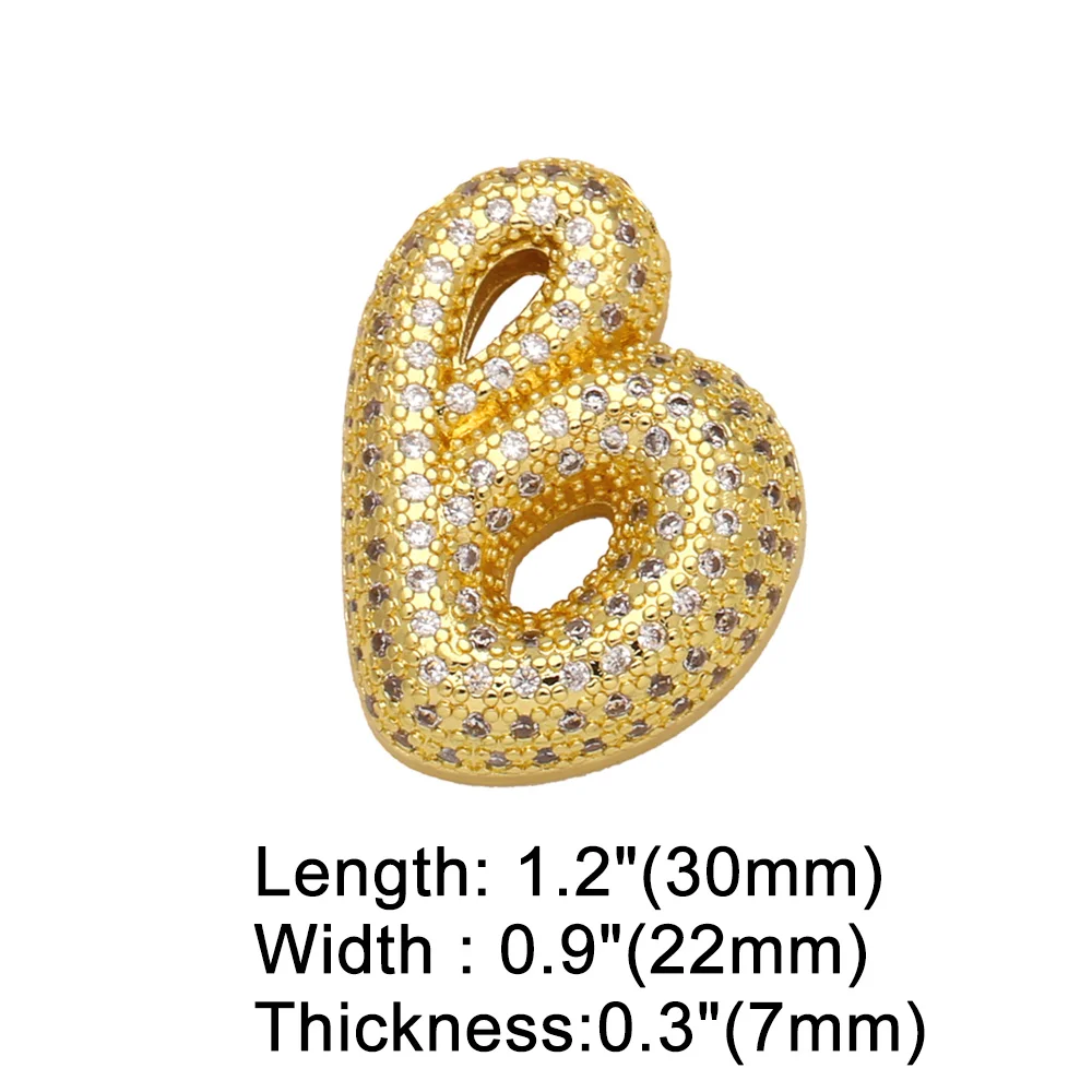 OCESRIO Chunky CZ 26 Initial Bubble Letter Pendant for Necklaces Gold Plated Initial Name Custom Jewelry Making Supplies pdtb558