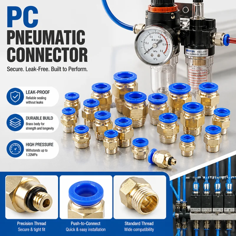 20PCS PC Pneumatic Connector 4mm 6mm 8mm 10mm 12mm Hose Fitting 1/8 1/4 3/8 1/2 Inch Thread Air Pipe Quick Coupling