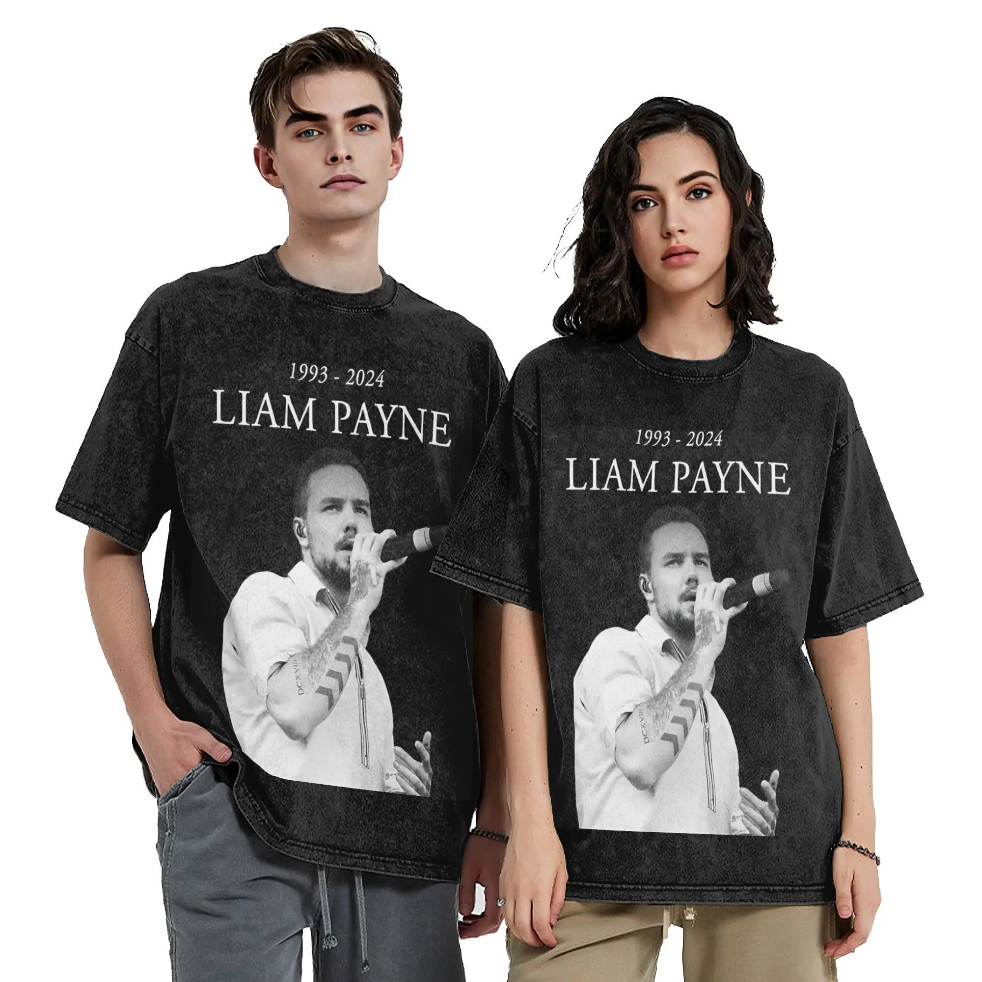 1993-2024 Liam Payne memories RIP  Washed T Shirt Vintage Streetwear Men Women  Oversize Tee T-Shirts 100% Cotton