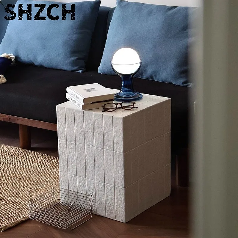 white-geometric-mosaic-side-table-modern-minimalist-end-table-for-living-room