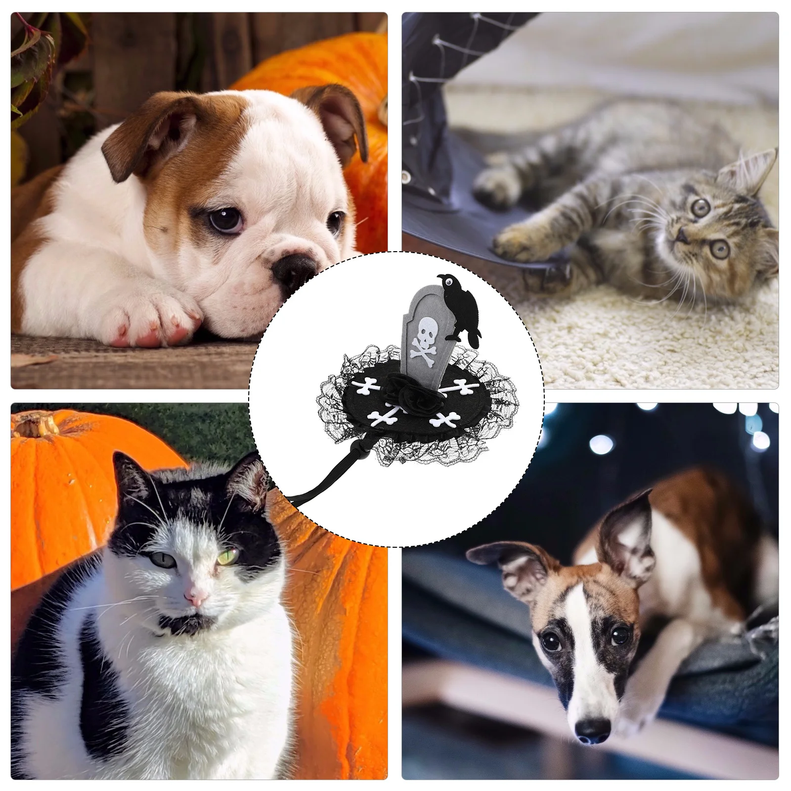 

1Pcs Cute Halloween Dog Cat Hat Festive Pet Costume Accessory Decorative Headdress for Holiday Party Adjustable Comfortable