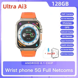 4G Full Netcoms Smart Watch for men women Ultra Ai 3 4G Android Watch SIM Card 128GB GPS WIFI APP Download 49MM Smart Watch