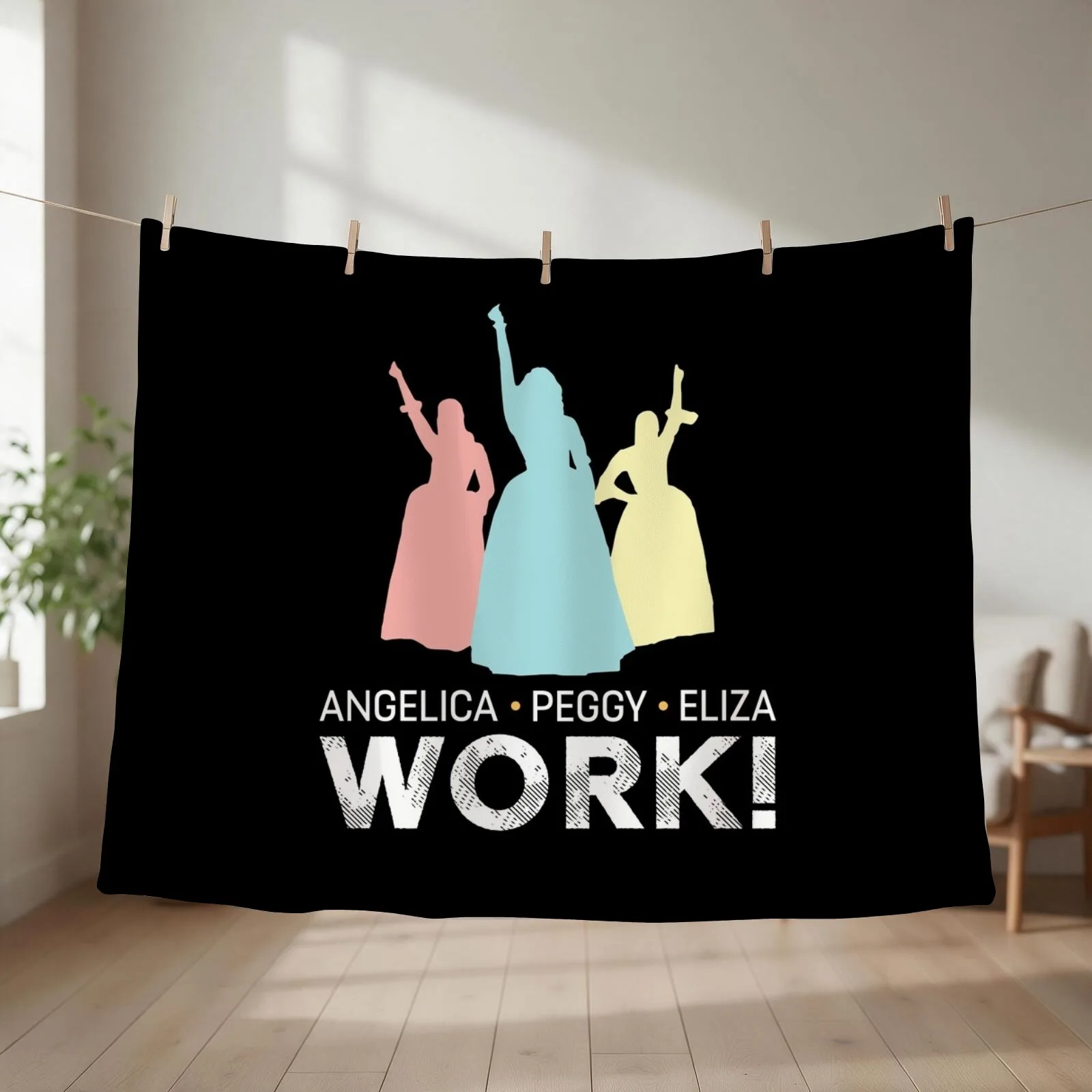 Angelica, Eliza And Peggy Work - Schuyler Sisters Throw Blanket couch cozy soft plush fuzzy picnic outdoor blanket