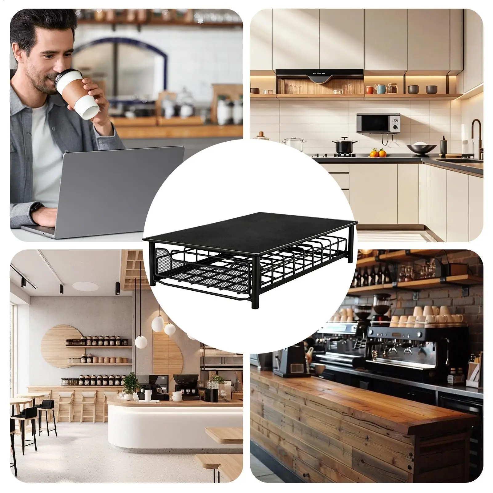 Coffee Pod Organizer Heavy-Duty Quick Access Stand Pull Out Coffee Pod Organizer For Kitchen Toaster Blender Computer Monitor