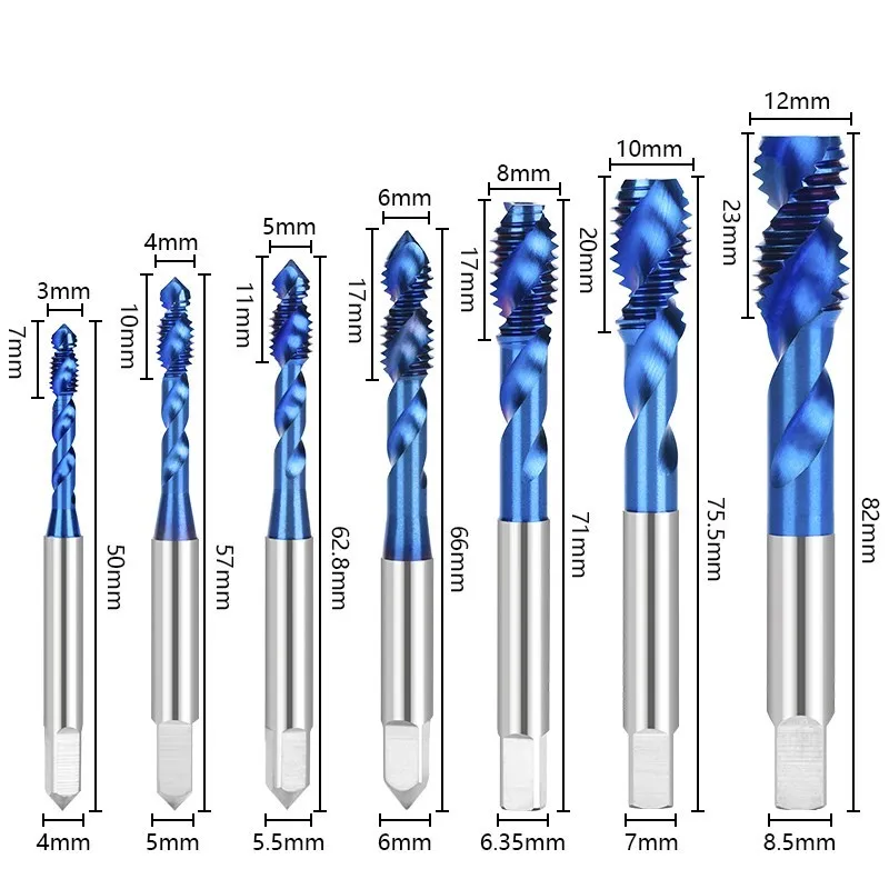 XCAN Screw Tap for Aluminum Non-Ferrous Metals processing Blind Holes M3 M4 M5 M6 M8 M10 M12 Metric Tap Two Edge HSS Spiral Taps