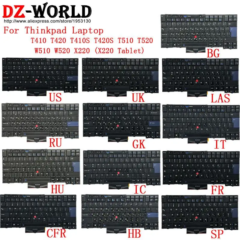 US RU UK LAS SP HB IL GK FR IC CFR IT HU BG Angielska klawiatura do laptopa Lenovo Thinkpad T410 T420 S T510 T520 W510 W520 X220 i