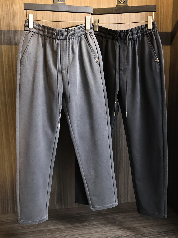 

Повседневные брюки с прямыми штанинами из смеси льна, мужские однотонные, приятные для кожи брюки Briti Sle, осенние модные городские брюки для отдыха