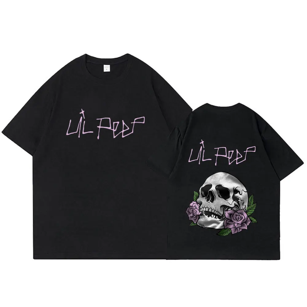 Rapper Lil Peep Cry Baby Skeleton T-shirt Men Women Clothing Fashion Vintage Hip Hop Oversized T-shirts Gothic Harajuku T Shirt