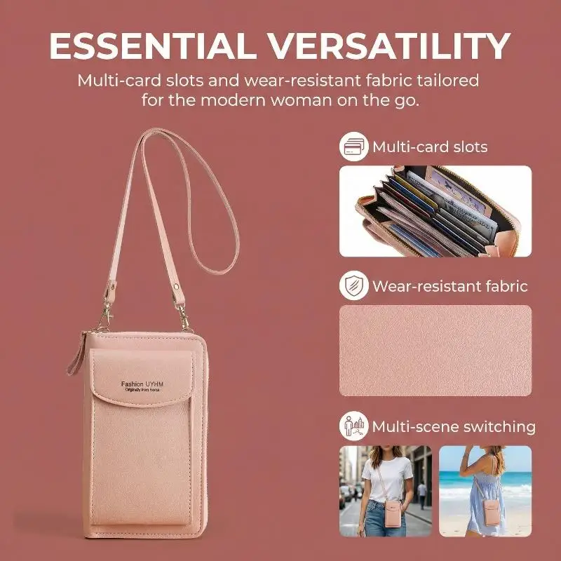 

Модная женская мини-сумка через плечо из искусственной кожи, сумка-мессенджер с клапаном на молнии, кошелек для телефона для девушек