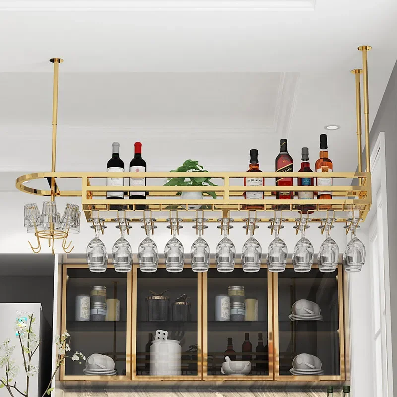 Stainless steel household wine glass rack upside down creative light luxury bar hanger wine glass rack hanging red wine rack